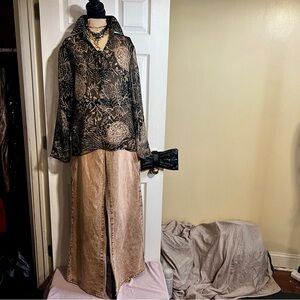 Vtg MIX IT Y2K Wms Sheer Crinkle Gauzy‎ Paisley Floral Artsy Boho Ethereal Top L